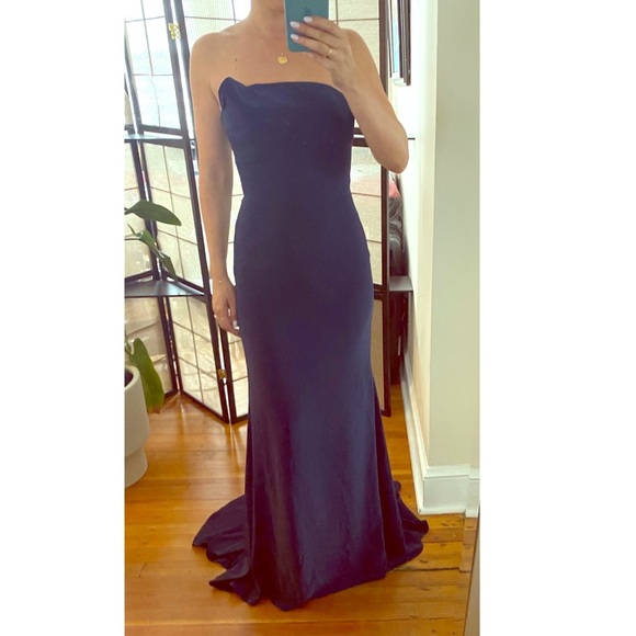 Jovani Navy Strapless Gown - Picture 4 of 6